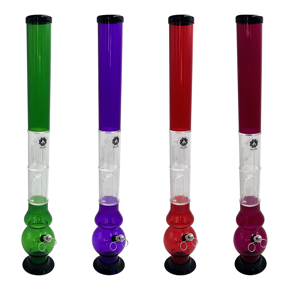 Acrylic Bong - Bubble Base - Multi Perc - Asst Colours - 24"