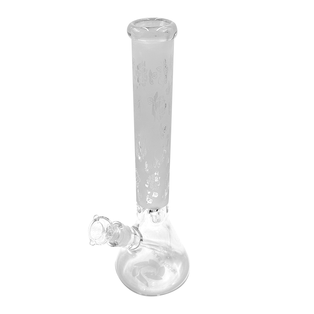 Glas House - 16" Frosted Glass Beaker Bong - Floral - 9MM