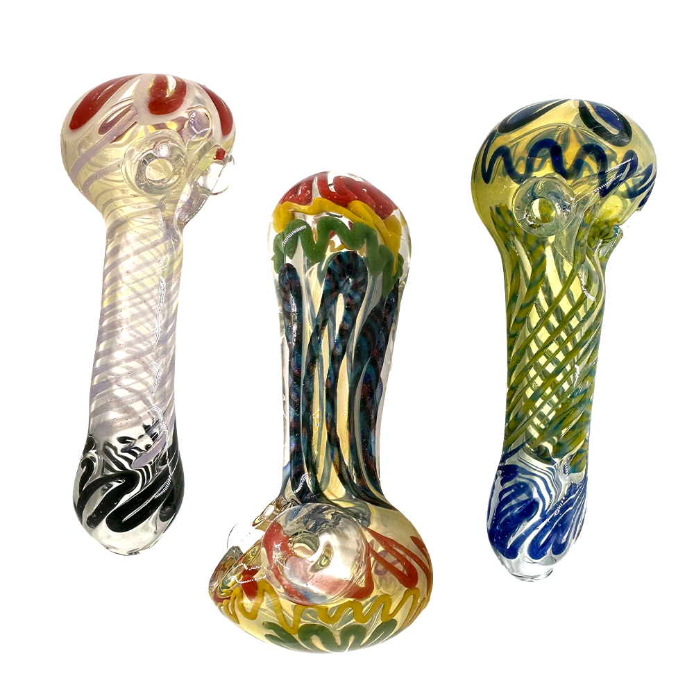 Amsterdam Glass - Spiral Fumed Glass Pipe - 4" - Asst Colours