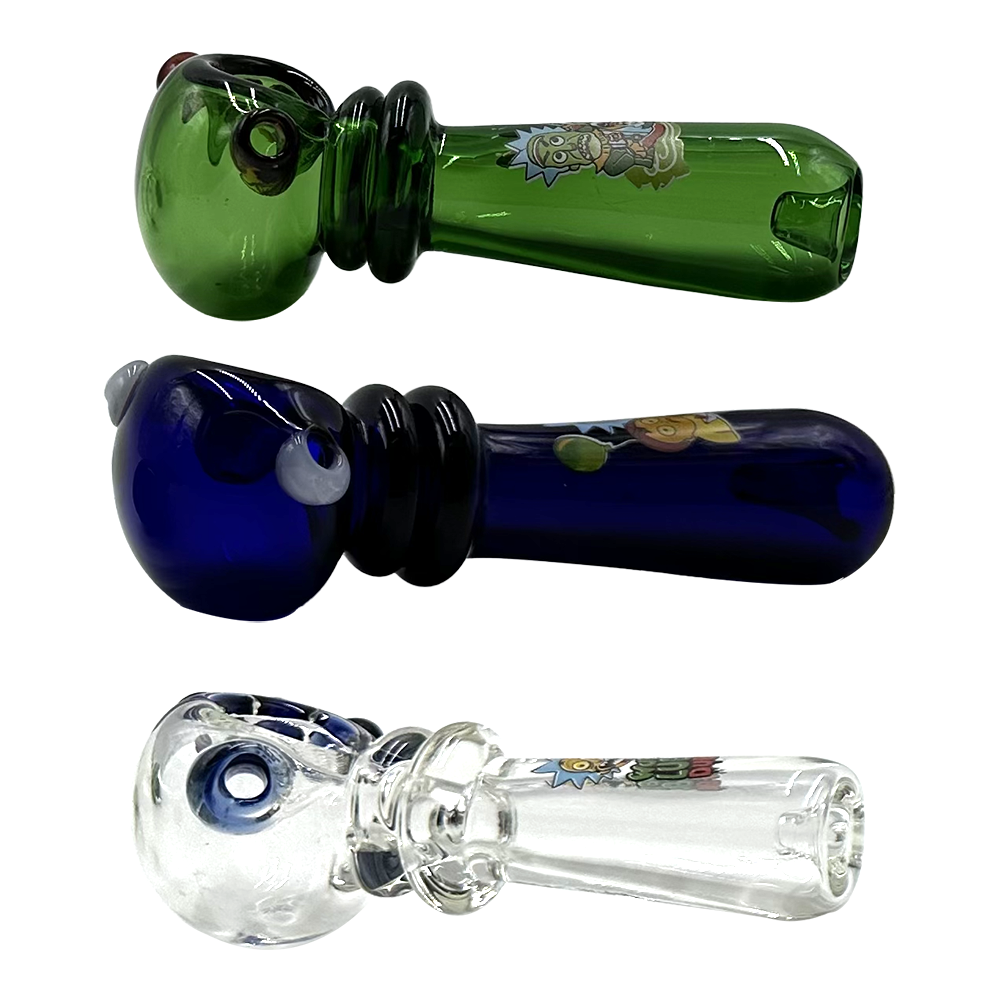 Amsterdam Glass - Rick N' Morty Glass Spoon Pipes - 4" - Asst Designs