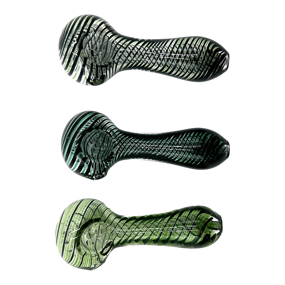 Amsterdam Glass - Hand Blown Glass Swirls Spoon Pipe - 4" - Asst Colours