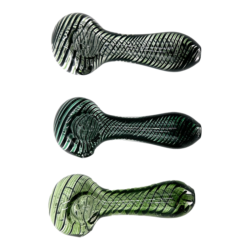 Amsterdam Glass - Hand Blown Glass Swirls Spoon Pipe - 4" - Asst Colours