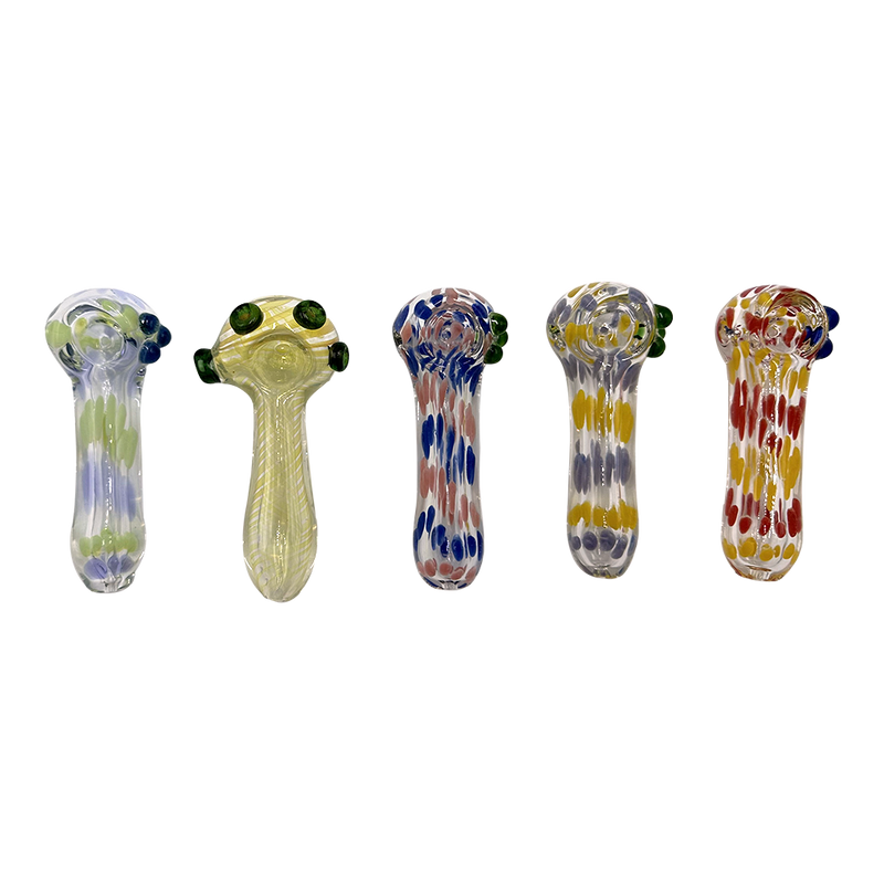 Amsterdam Glass - Spotted Glass Spoon Pipe - 4" - Asst Colours