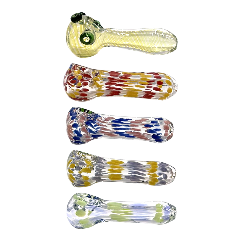Amsterdam Glass - Spotted Glass Spoon Pipe - 4" - Asst Colours