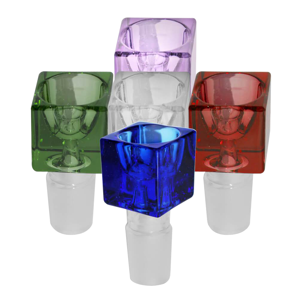 Glass Bowl - Cube Style - Assorted Colours - 19mm Male