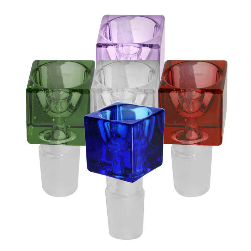 Glass Bowl - Cube Style - Assorted Colours - 19mm Male