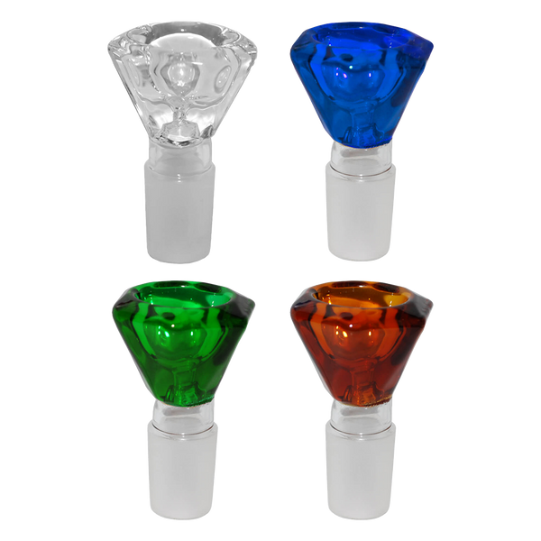 Diamond Glass Bowl - 19mm Male - Assorted Colours