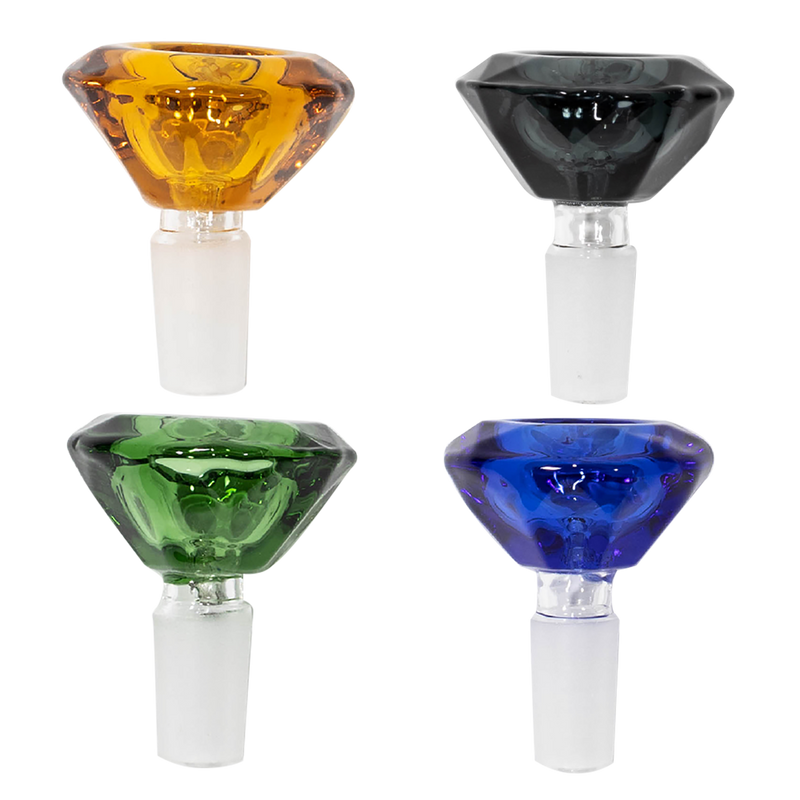 Glass Bowl - Diamond Shape - Asst Colours - 14MM