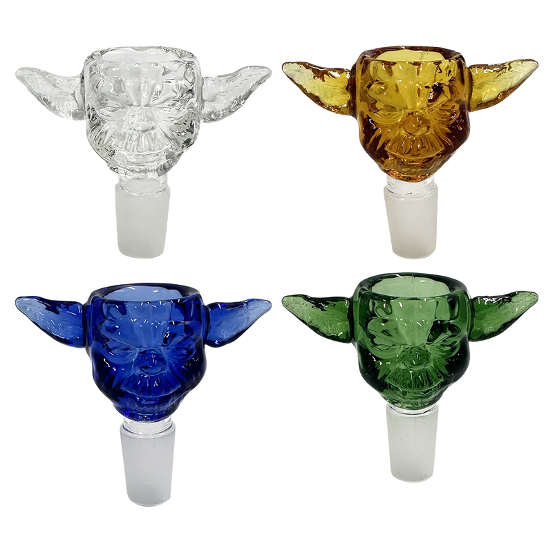 Glass Bowl - Yoda Head - Assorted Colours - 19MM Male