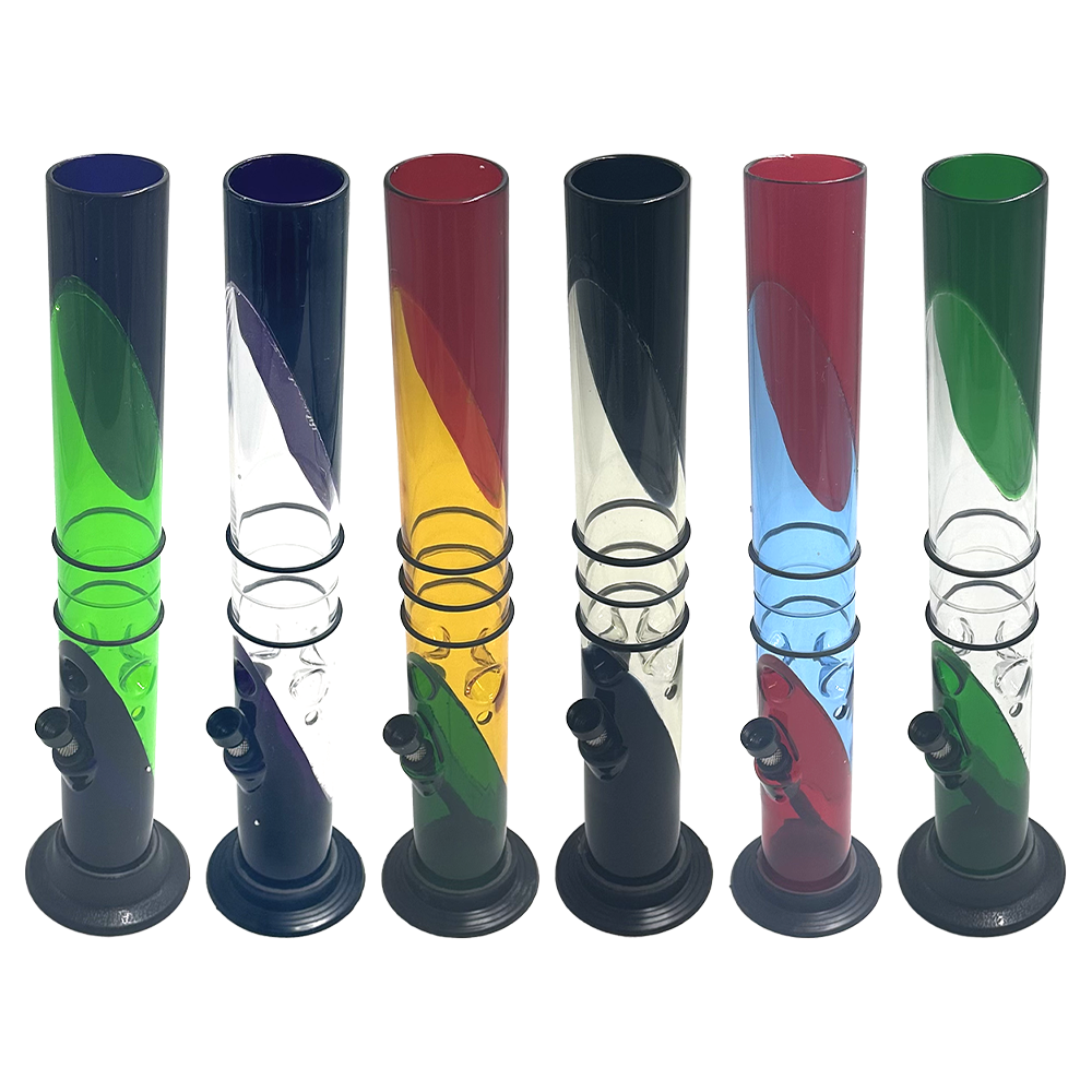 Acrylic Straight Tube Bong - 15" - Assorted Colours