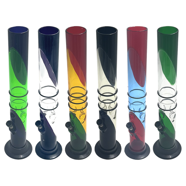 Acrylic Straight Tube Bong - 15" - Assorted Colours