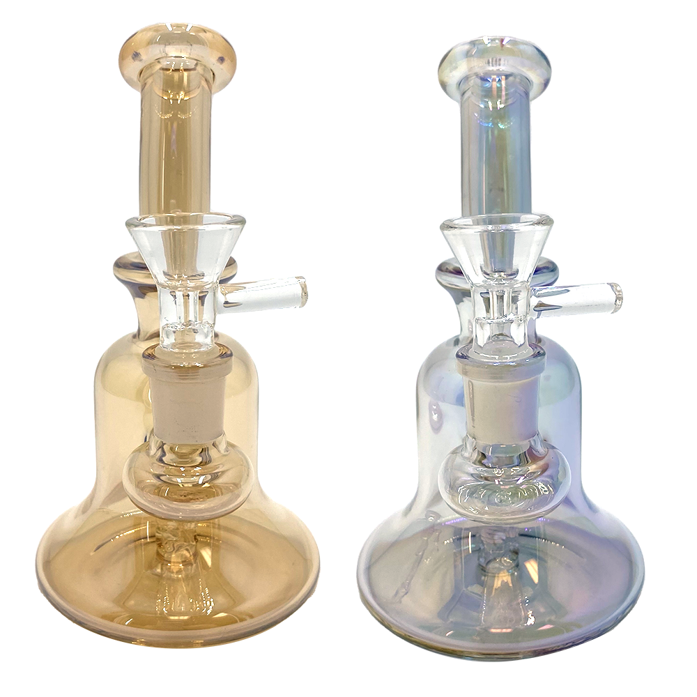 Glass Bell Bong - Assorted Oil Slick Colours - 6"