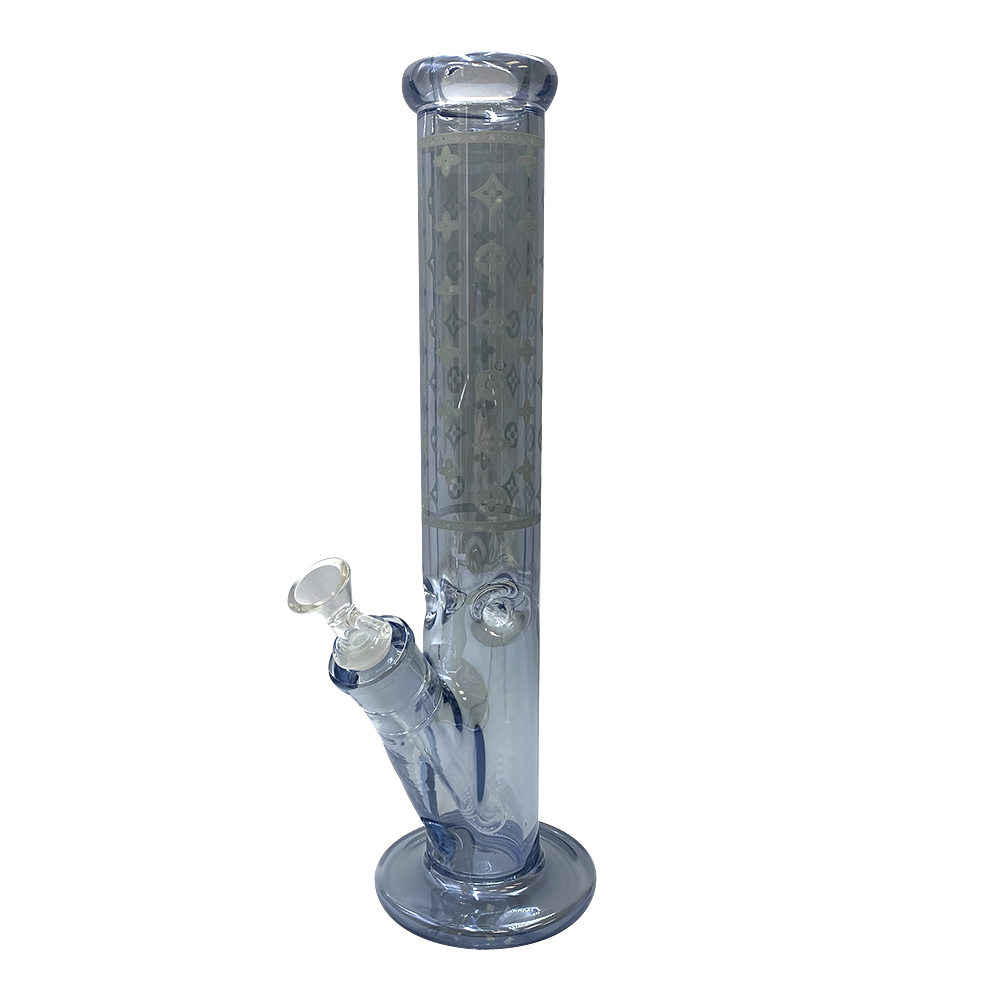 Straight Tube Glass Bong - Louis Vuitton Pattern - 14" - Assorted Colours