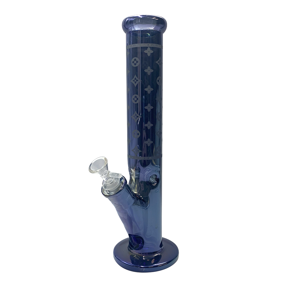 Straight Tube Glass Bong - Louis Vuitton Pattern - 14" - Assorted Colours