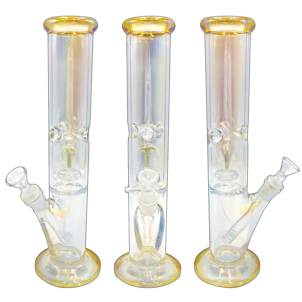 GLASS STRAIGHT TUBE BONG - 12" - PEARLESCENT