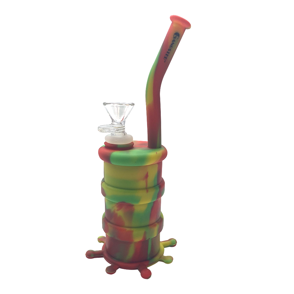 Gangster Glass - Silicone Oil Drum Bong - 8" - Assorted Colours