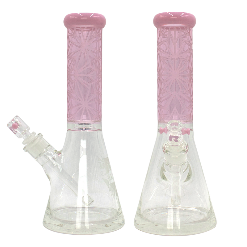 Rekt - BLASTED - Pink Floral Pattern Beaker Bong - 12"