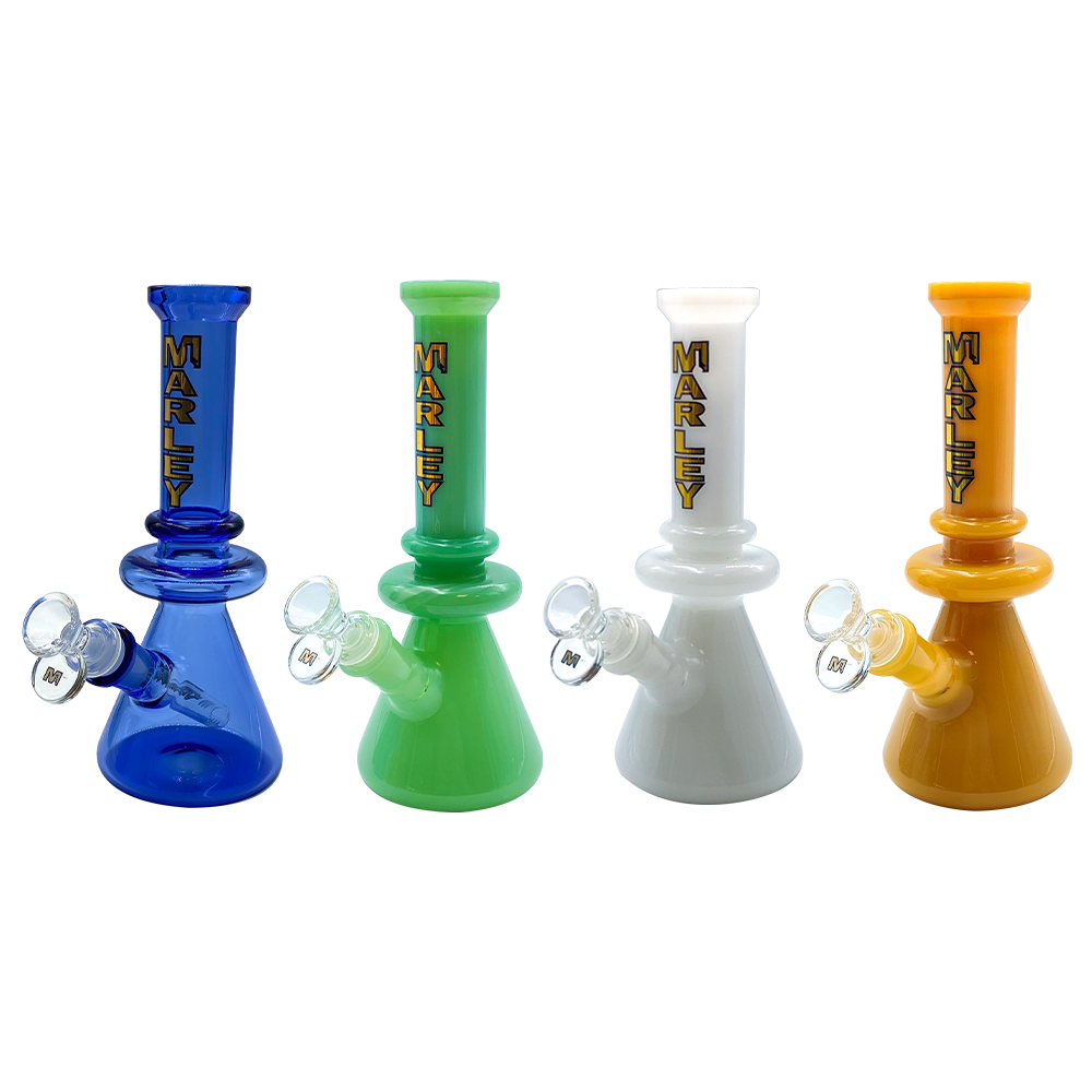 Marley - Mini Glass Beaker Bong - 9" - Assorted Colours