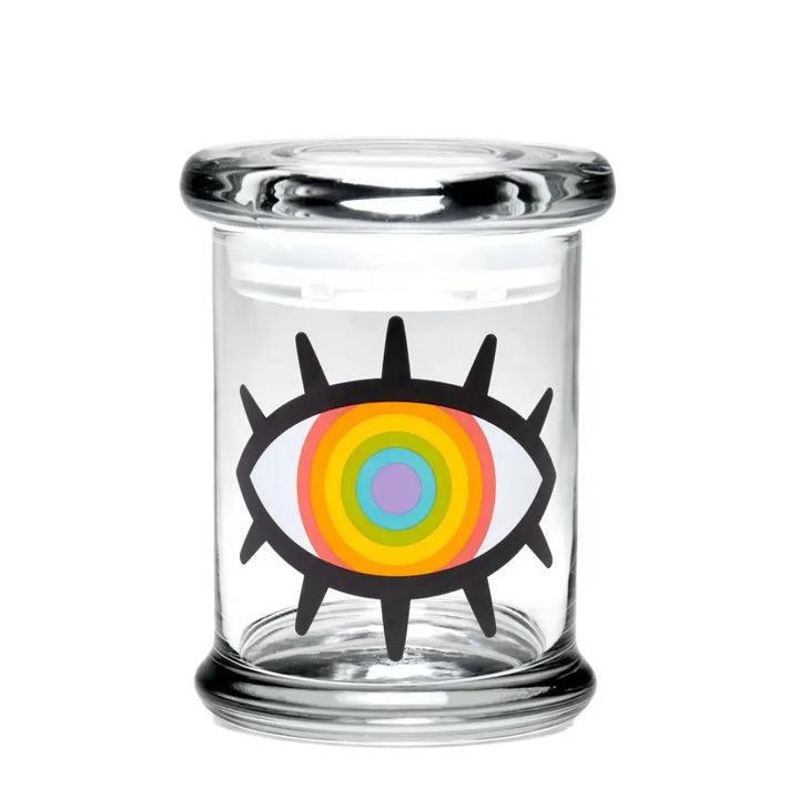420 Science - Pop Top Glass Jar - Medium - Woke Rainbow Eye