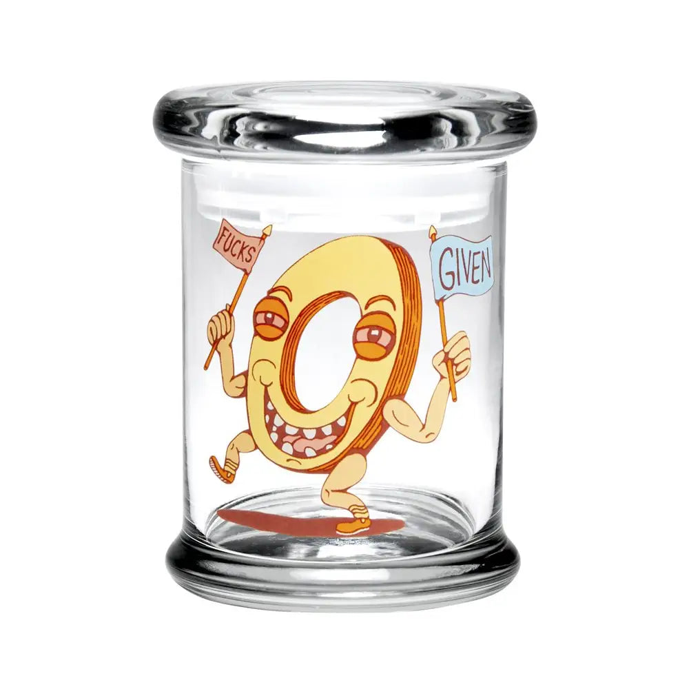 420 Science - Pop Top Glass Jar - Medium - Zero Fucks Given