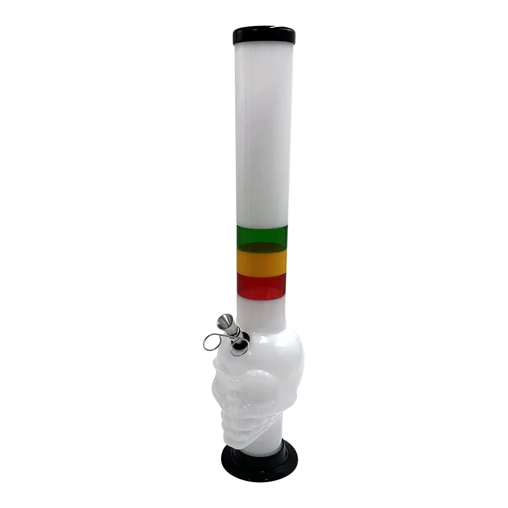 Acrylic Bong - Skull Base - Rasta Colours - 18’’