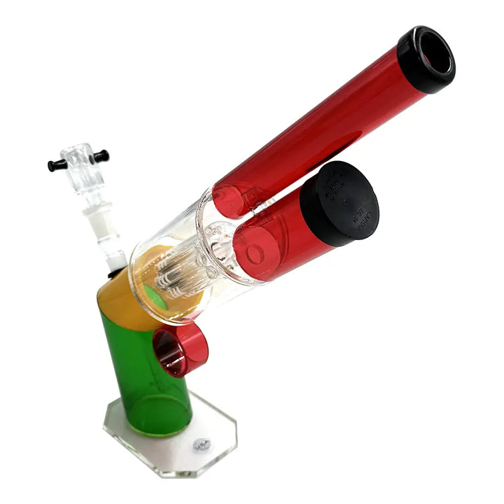 Acrylic Pistol Bong - Rasta Colours - 12’’