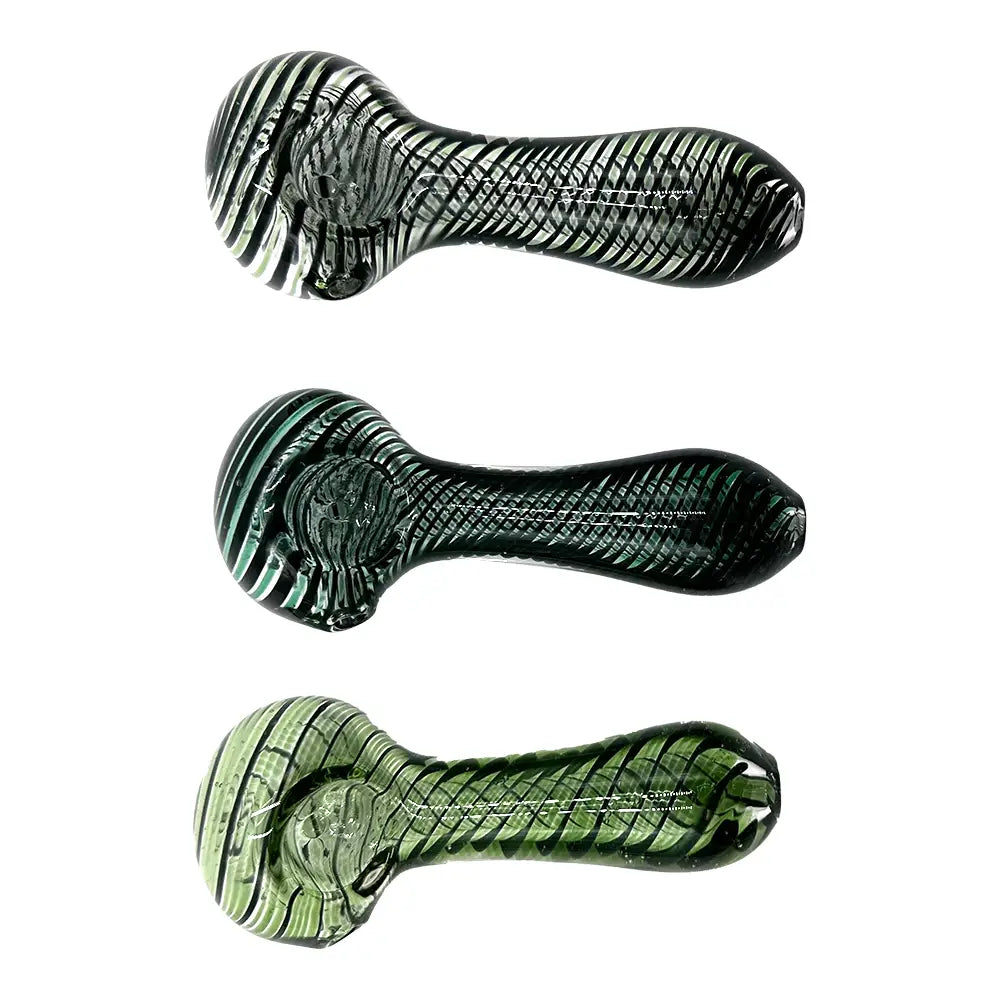 Amsterdam Glass - Hand Blown Glass Swirls Spoon Pipe - 4’’ - Random Color