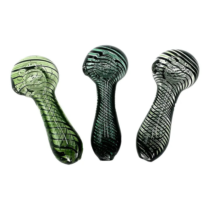 Amsterdam Glass - Hand Blown Glass Swirls Spoon Pipe - 4’’ - Random Color