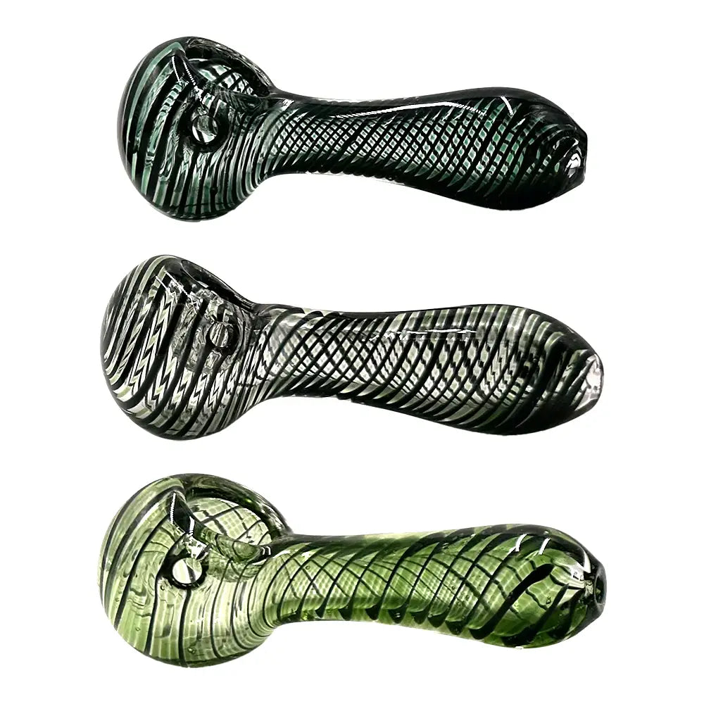 Amsterdam Glass - Hand Blown Glass Swirls Spoon Pipe - 4’’ - Random Color