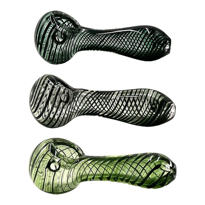Amsterdam Glass - Hand Blown Glass Swirls Spoon Pipe - 4’’ - Random Color