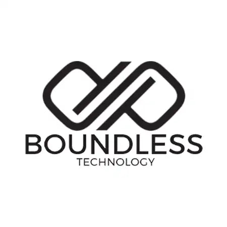 Black infinity symbol logo on white background