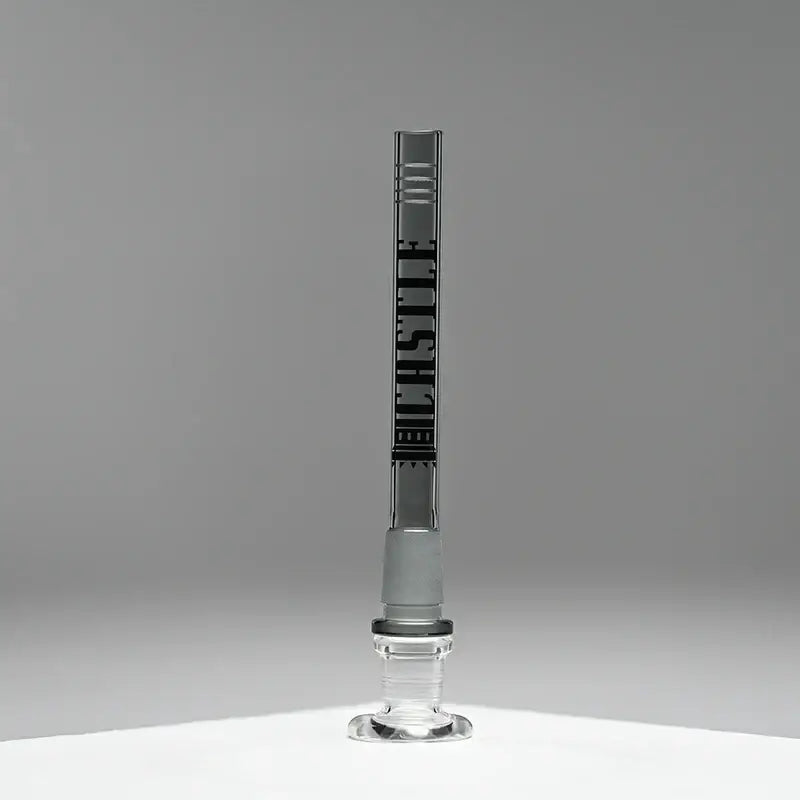 Castle Glassworks - 8 Slit Glass Downstem - 5’’ - 14MM Male/19MM Female - Grey