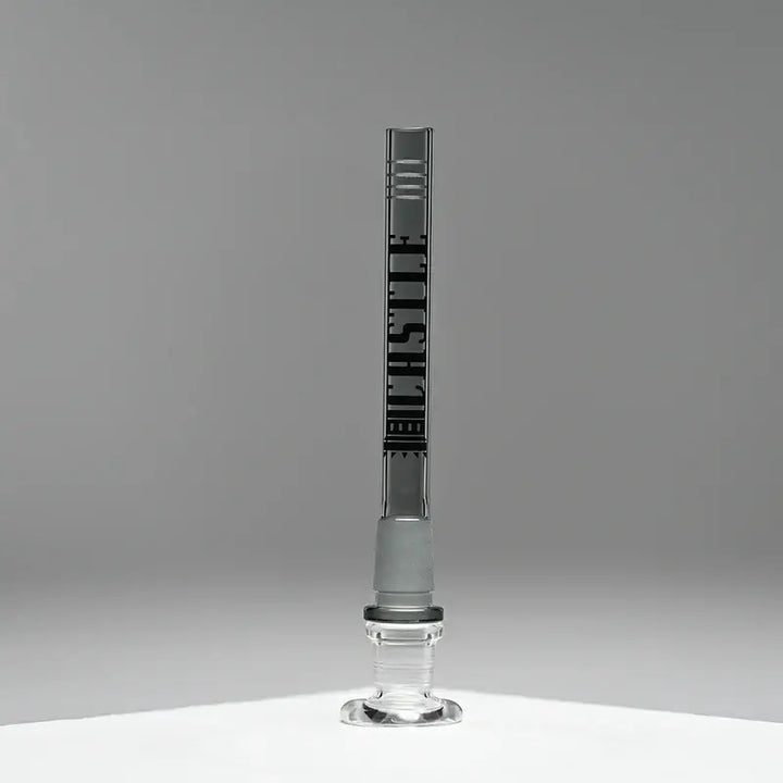Castle Glassworks - 8 Slit Glass Downstem - 5’’ - 14MM Male/19MM Female - Grey