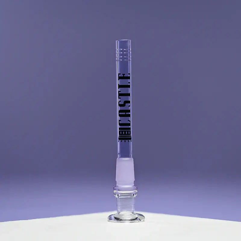 Castle Glassworks - 8 Slit Glass Downstem - 5’’ - 14MM Male/19MM Female - Purple