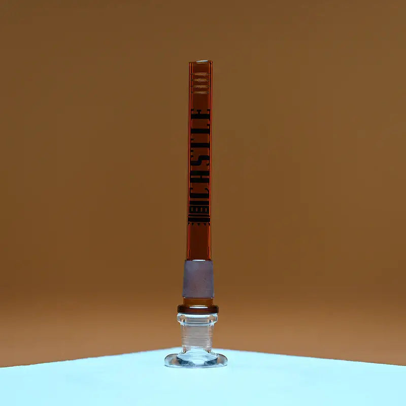 Castle Glassworks - 8 Slit Glass Downstem - 5’’ - 14MM Male/19MM Female - Amber