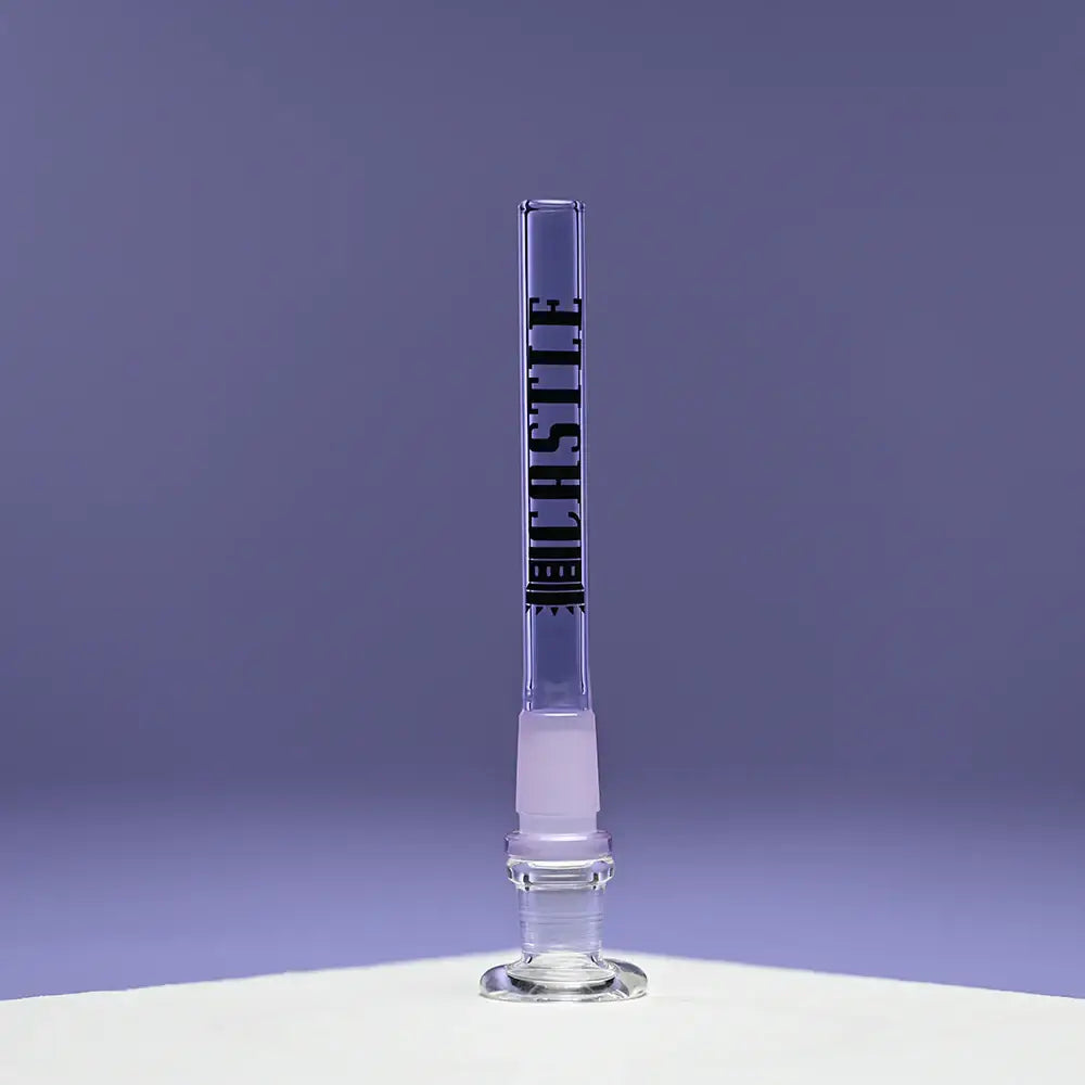 Castle Glassworks - Straight Glass Downstem - 5’’ - 14MM Male/19MM Female - Purple