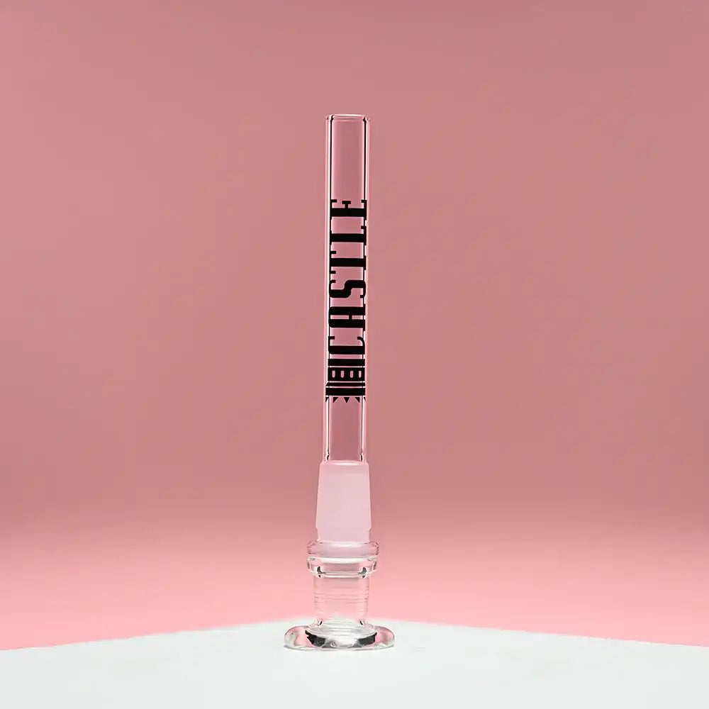 Castle Glassworks - Straight Glass Downstem - 5’’ - 14MM Male/19MM Female - Pink