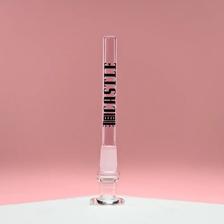 Castle Glassworks - Straight Glass Downstem - 5’’ - 14MM Male/19MM Female - Pink