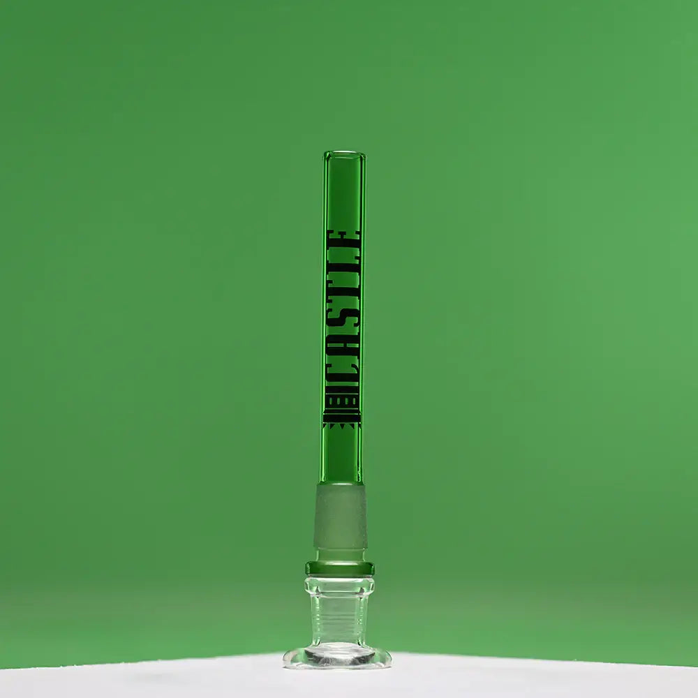 Castle Glassworks - Straight Glass Downstem - 5’’ - 14MM Male/19MM Female - Green