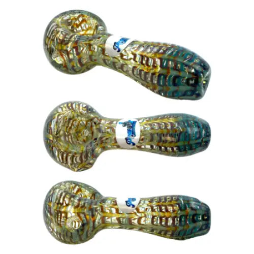 Chameleon Glass - Waterfall Spoon Pipe - Amber Purple/Teal