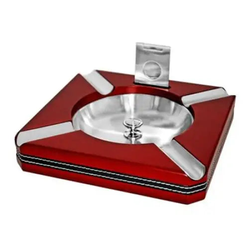 Cigar Ashtray - Square - With Cutter - Red