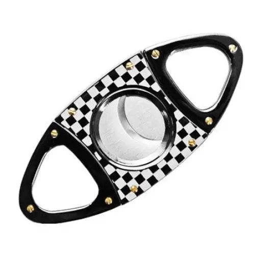 Cigar Cutter - Checkers Football Balloon Shape - Black