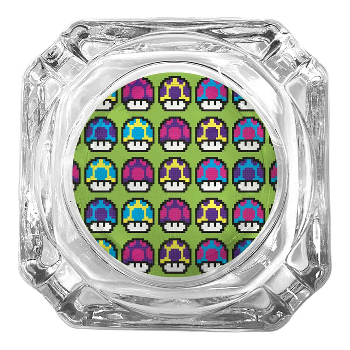 Glass Ashtray - 8-Bit Super Mario Mushrooms