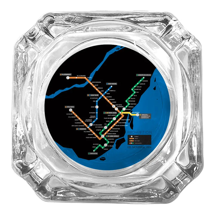 Glass Ashtray - Prohibition Stm Map Blue