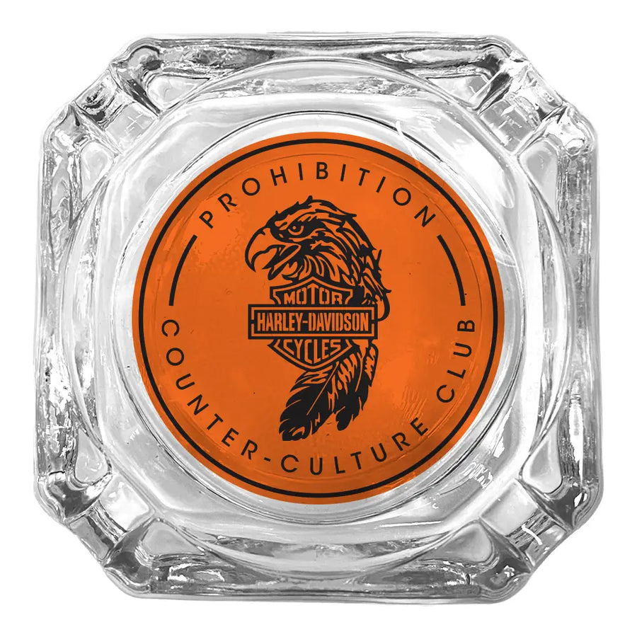 Glass Ashtray - Prohibition X Harley Davidson Orange Eagle