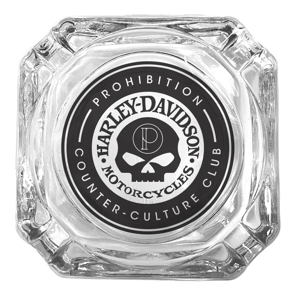 Glass Ashtray - Prohibition X Harley Davidson Skull Design