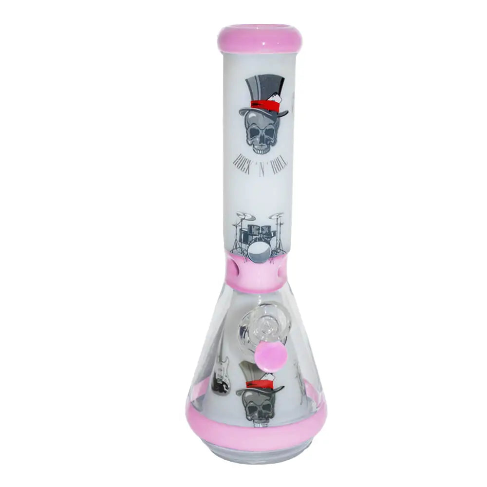 Glass Beaker Bong - Rock N’ Roll - 14’’ - Pink