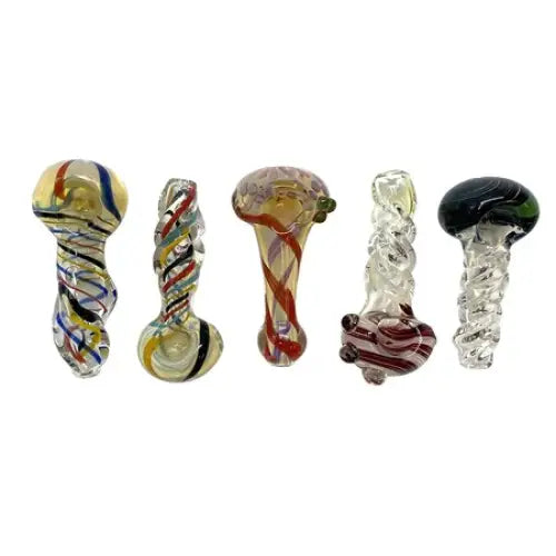 Glass Spoon Pipe - Corkscrew Mouth Piece - Random Color