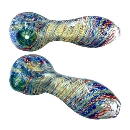 Glass Spoon Pipe - Splash Art Swirls Wide - Random Color