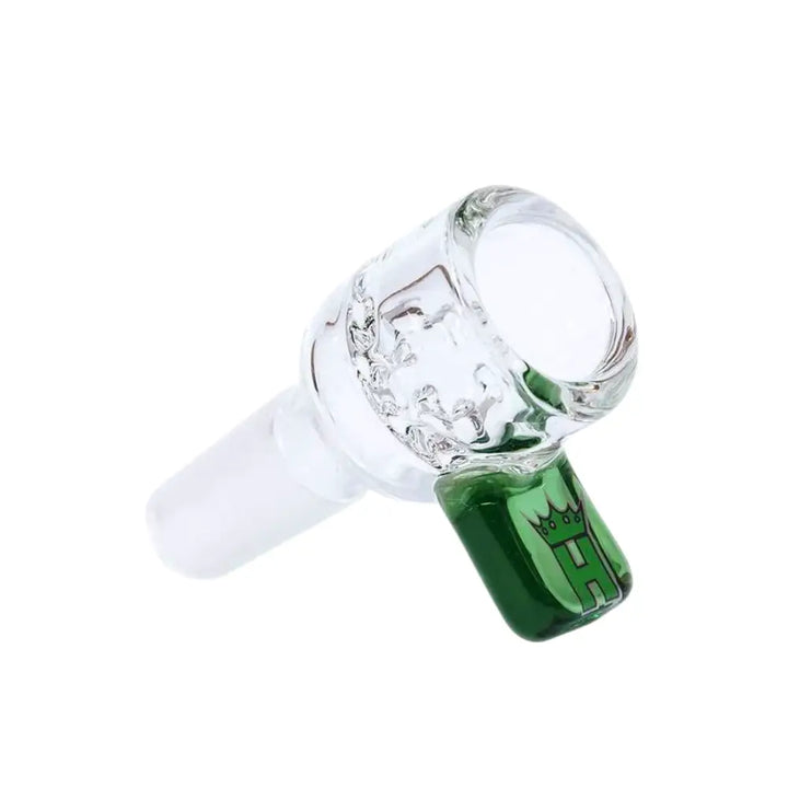 Hoss Glass 14mm Screen Bowl with Colored Rectangular Tab - Green
